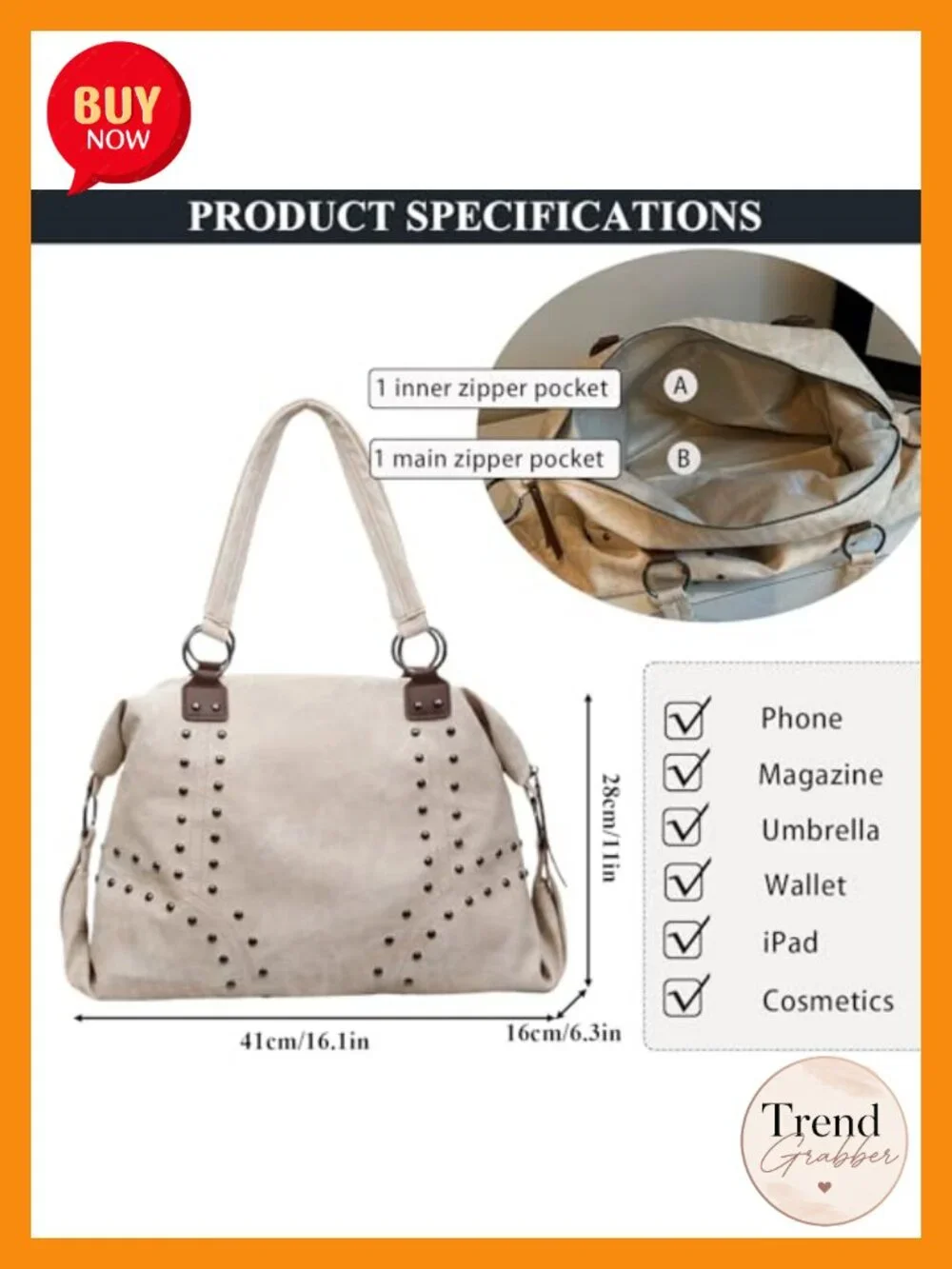 Faux Leather Studded Hobo Tote Bag Top-Handle Shoulder Bag Y2K Punk Purse